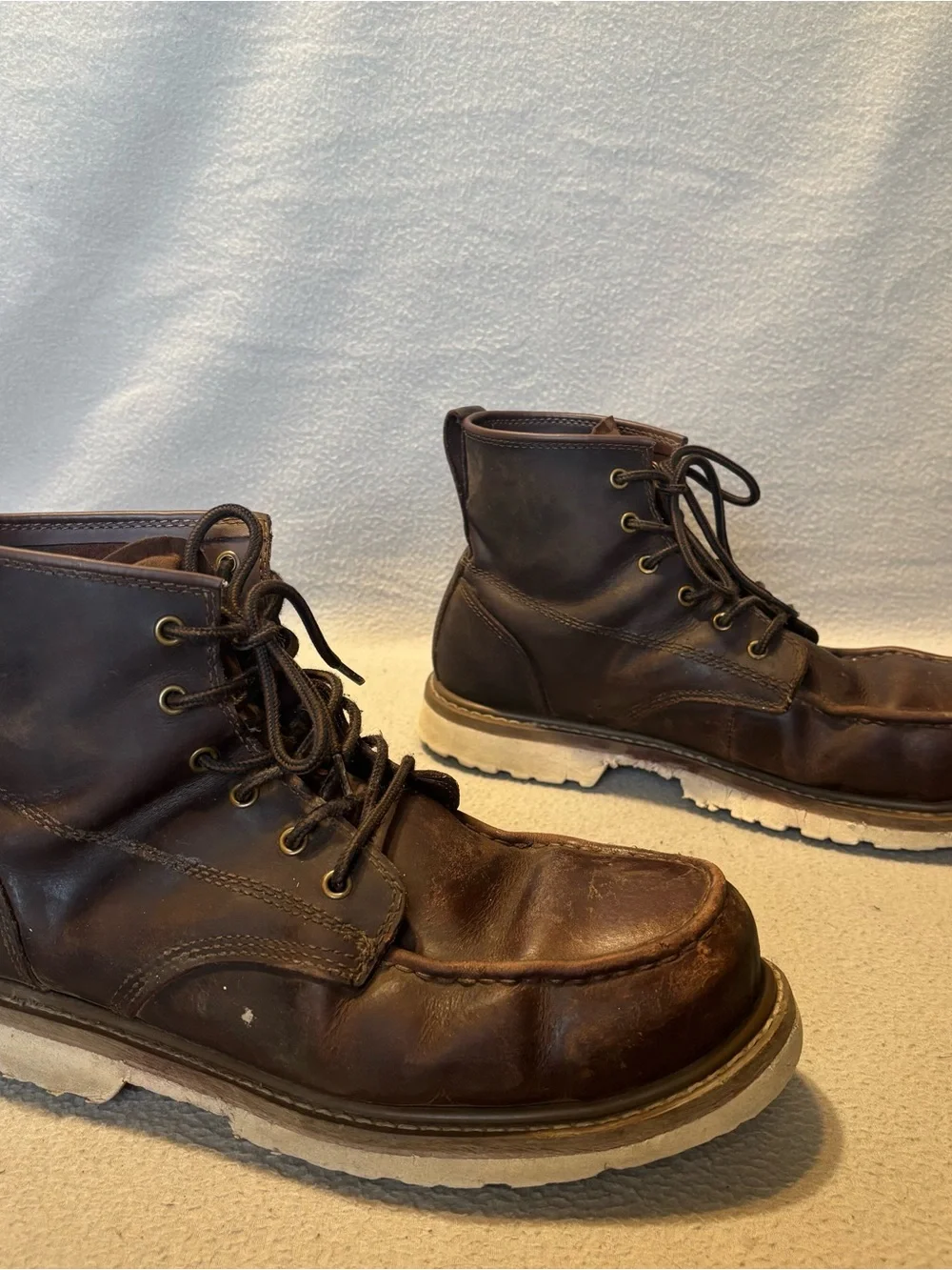 Brazos Wyatt Men's 11.5D Brown Leather Round Composite Toe Ankle Work Boots